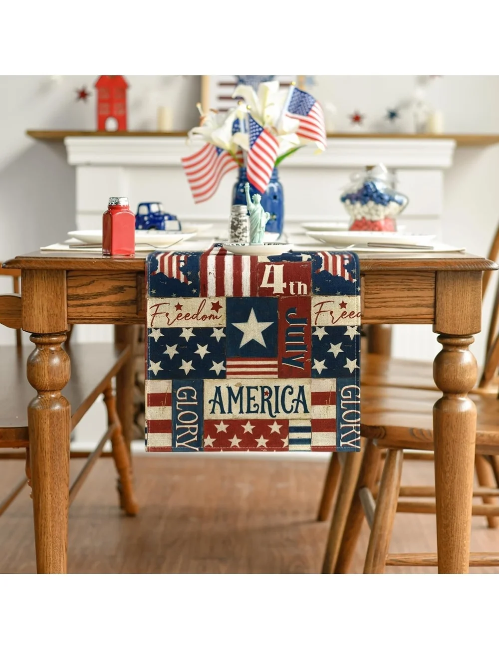 Patriotic 4th of July Table Runner - Red, White, Blue